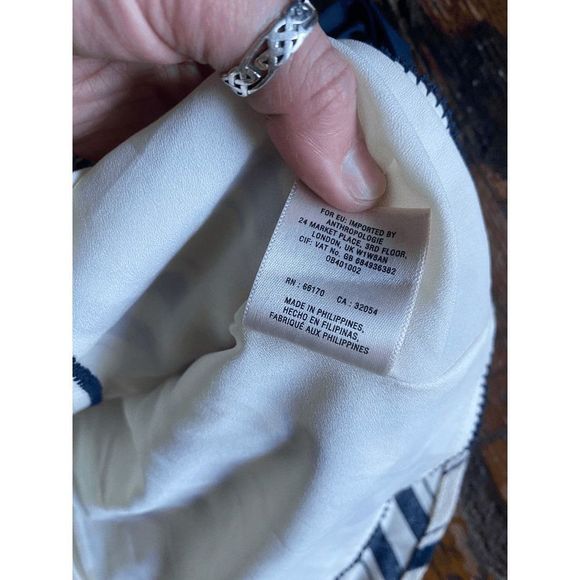Anthropologie Maeve Mitered Striped Sweetheart Tank Top Bow Navy Size 4, MP $118 - Picture 2 of 10